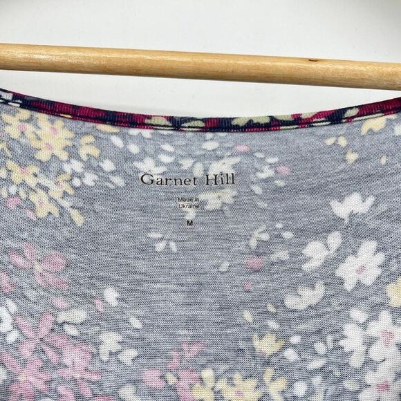 Garnet Hill Navy Blue Floral Maxi Dress With Tiered Hem V Neck Women's M - Picture 3 of 7